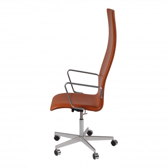 Arne Jacobsen high oxford office chair walnut aniline leather